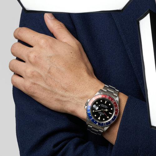 Luxury GMT Watch — On Model - Close-up Detail | Generated by Modelize